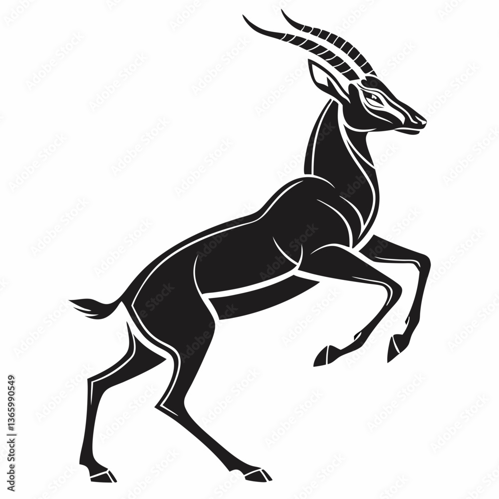 Fototapeta premium gazelle black silhouette icon vector