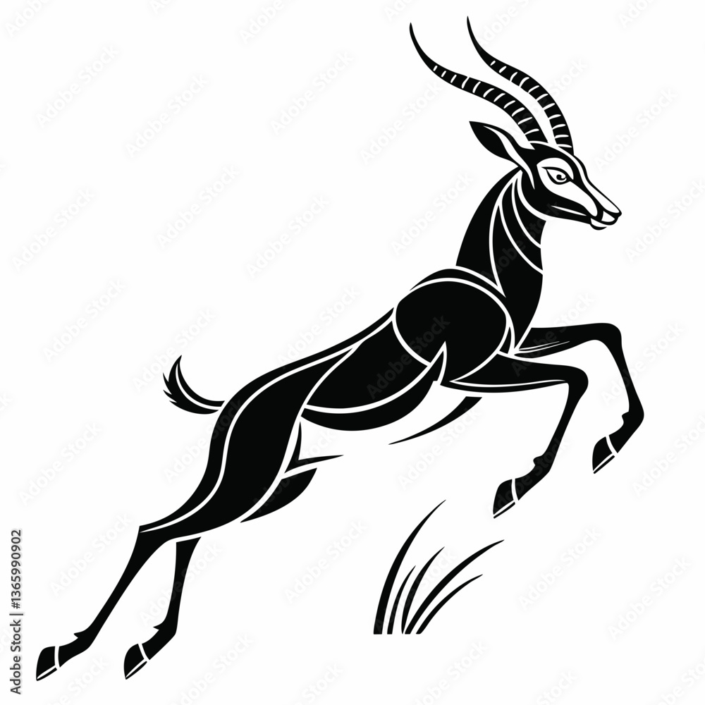 Fototapeta premium gazelle black silhouette icon vector