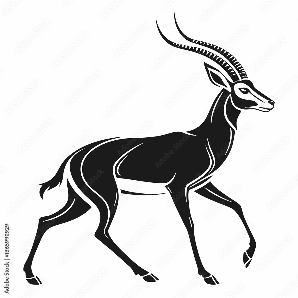 Obraz premium gazelle black silhouette icon vector