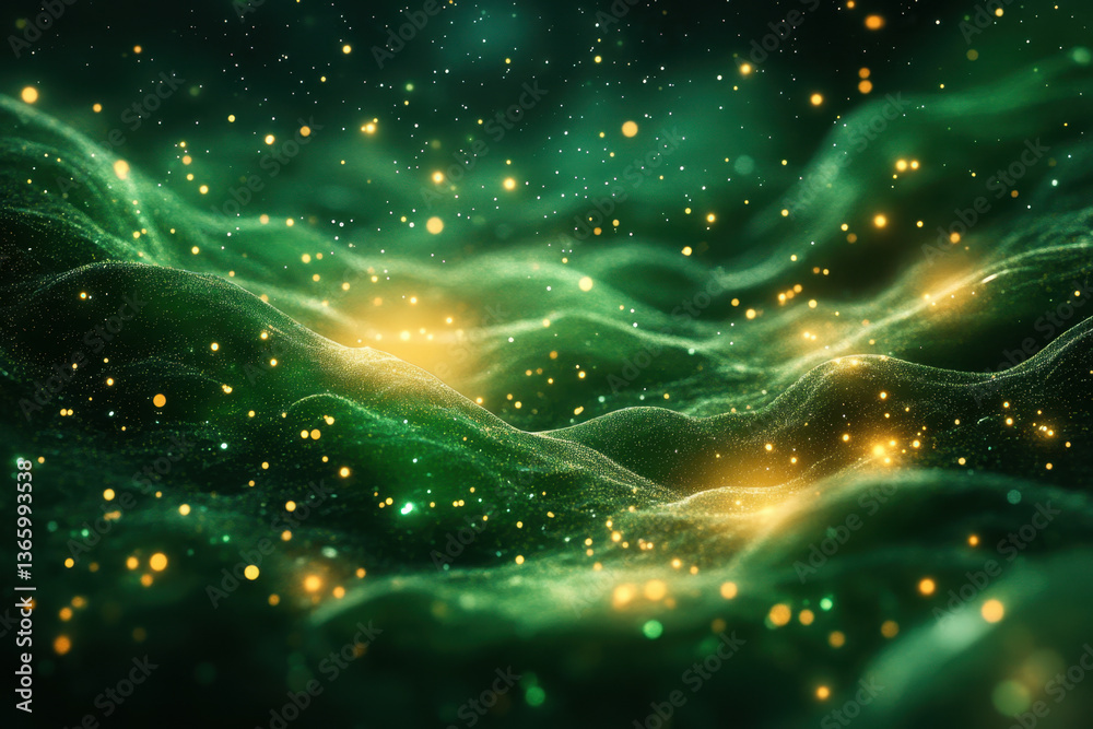 Obraz premium Abstract green and yellow background with stars.