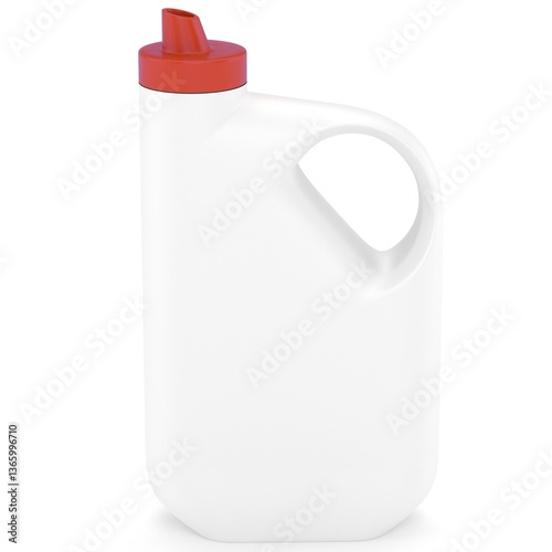 Plastic bottle of detergent on a white background. 3d rendering.