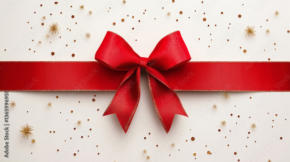 Festive Red Ribbon with Golden Accents Festive Red Ribbon with Golden Accents