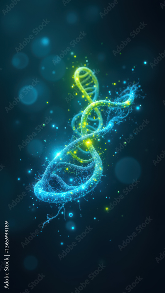 Obraz premium Magnesium Glycinate molecule against blue backdrop with sparkles.