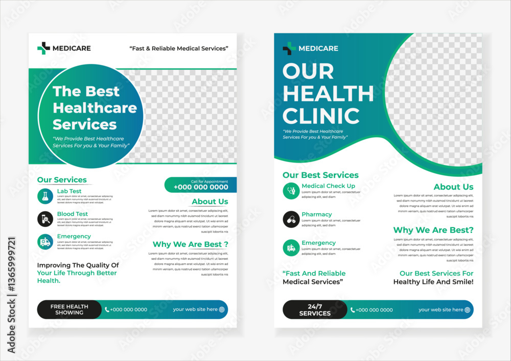 Obraz premium Creative a4 medical healthcare flyer design or flyer cover design template layout