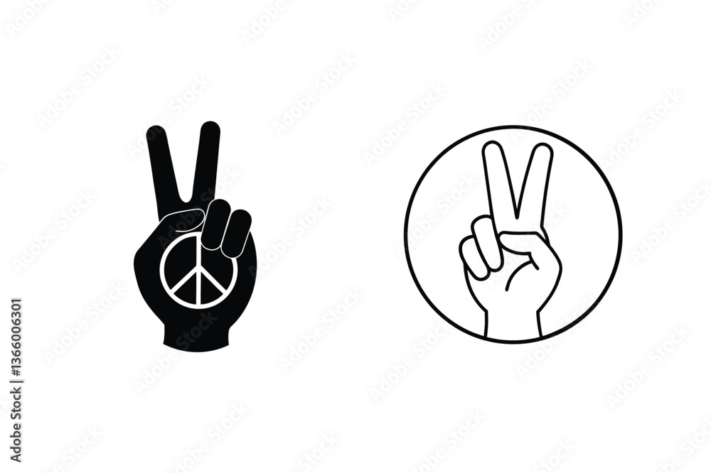 Fototapeta premium Peace Sign Hand Gestures Iconic Symbol of Peace and Love