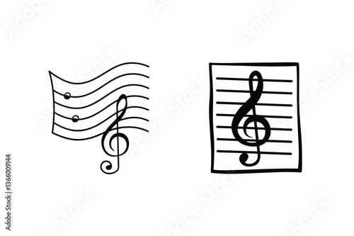 Musical Notation Treble Clef, Staff, Notes, Rhythm, Melody, Music, Score, Composition, Handsaw, Ski photo