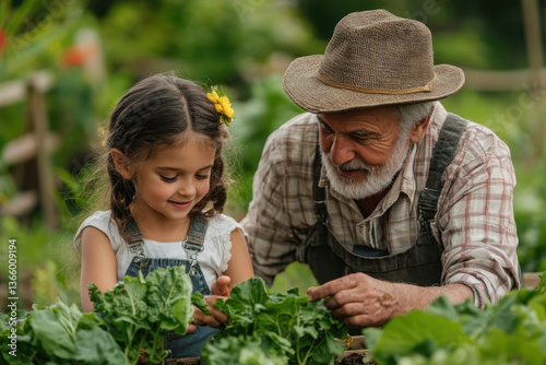 Wallpaper Mural An older man and young girl picking vegetables in a garden. Torontodigital.ca
