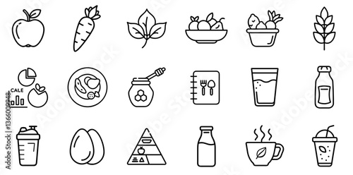 "Nutrition Line Icon Representing Healthy Eating, Dietary Plans, and Wellness"
