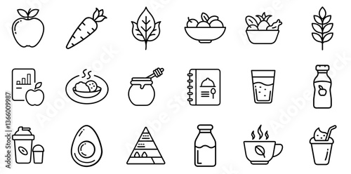 "Nutrition Line Icon Representing Healthy Eating, Dietary Plans, and Wellness"