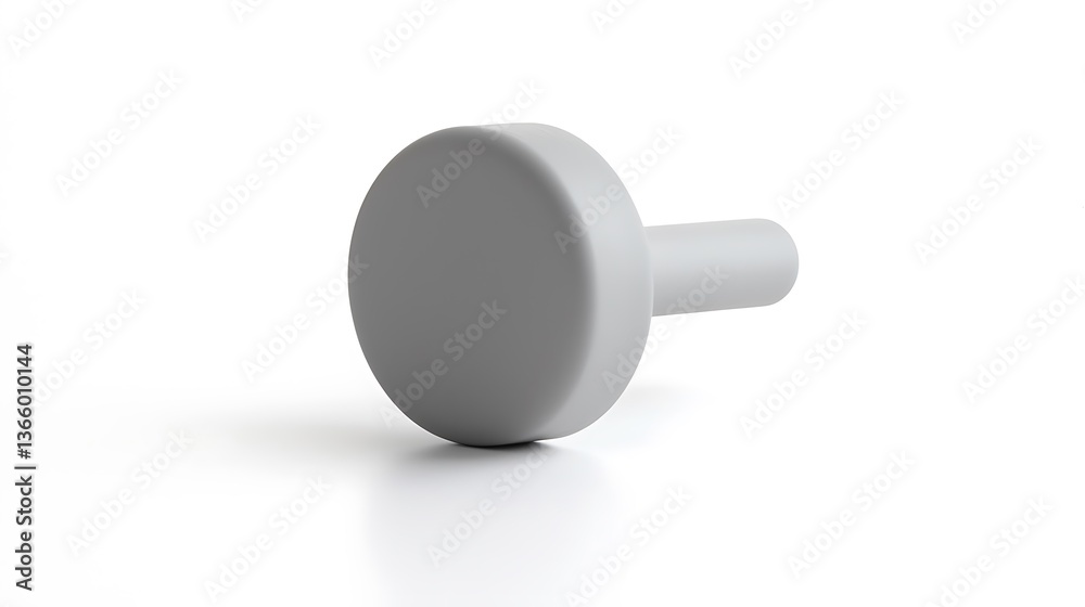 A grey object with a round shape and a long thin stem A grey object with a round shape and a long thin stem