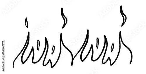 Minimalist flame in black line silhouette. Simple fire icon for tattoo or car decal. Flat vector illustration isolated on white background.