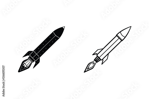 Missile Icons Rocket Launch, Spacecraft, Weaponry, Flight, Propulsion