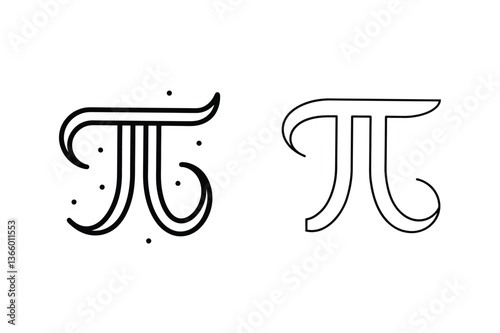 Pi Symbol Variations Artistic, Geometric, Mathematical Designs
