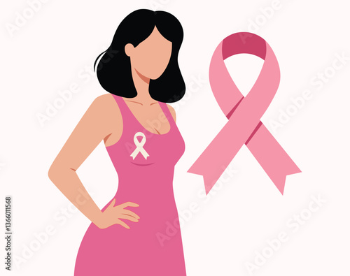 Breast cancer awareness month concept vector illustration.