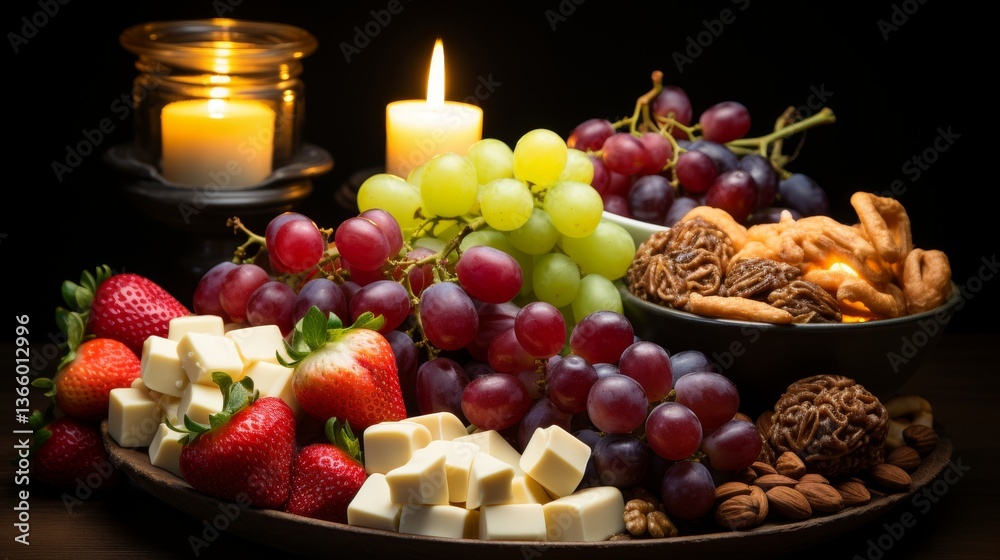 International Chocolate Day, showcasing a whimsical chocolate fountain surrounded by fruits, marshmallows, and cookies for dipping. background International Chocolate Day, showcasing a whimsical chocolate fountain surrounded by fruits, marshmallows, and cookies for dipping. background