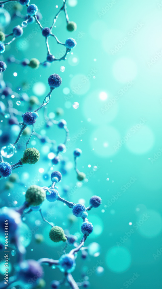 Stunning microscopic view of a magnesium glycinate molecule with glowing blue accents against a gradient background. Stunning microscopic view of a magnesium glycinate molecule with glowing blue accents against a gradient background.