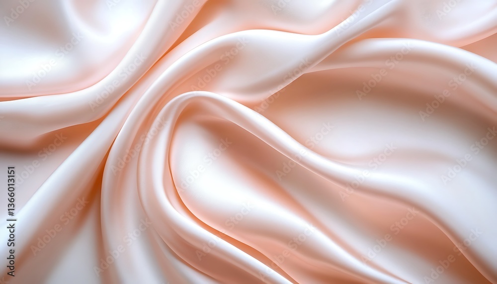 Fototapeta premium Closeup of rippled white satin fabric texture background.