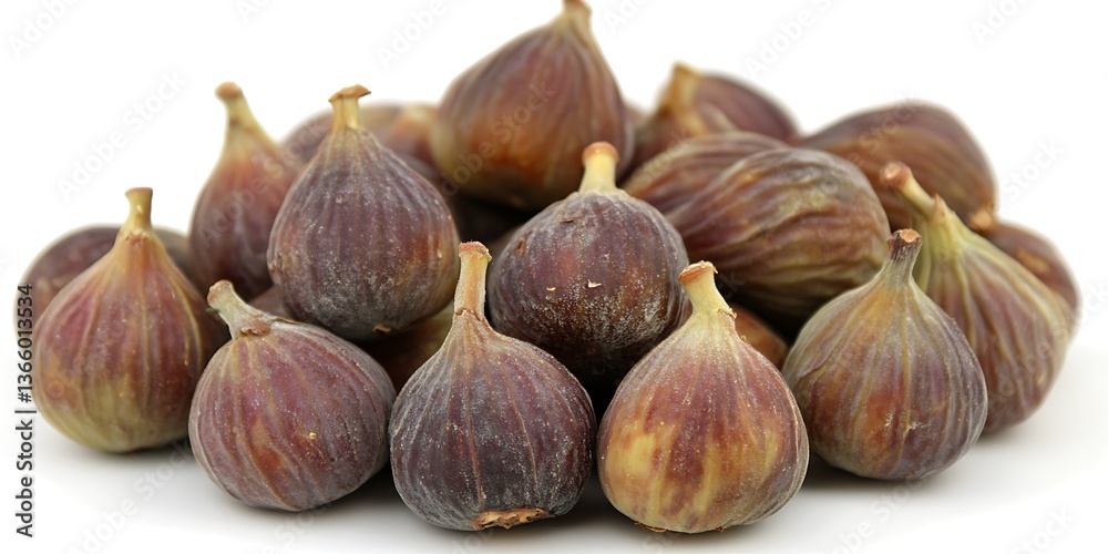 Fototapeta premium Pile of Delicious Ripe Figs Ready to Enjoy, Studio Shot on White