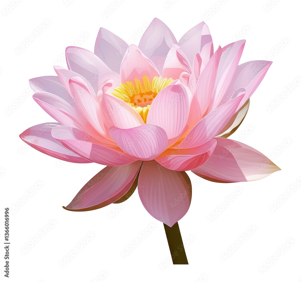 Fototapeta premium Pink Lotus Flower Illustration - Transparent PNG