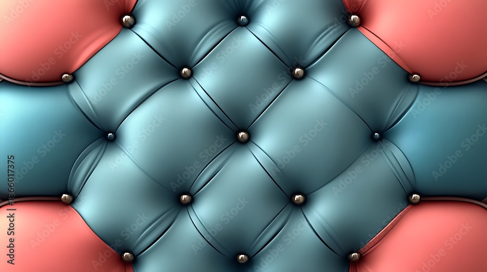 Naklejka premium Close up of a quilted furniture texture with decorative buttons