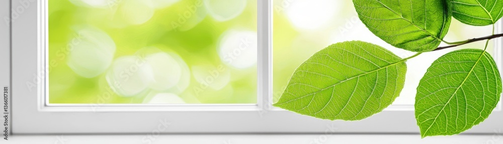 Obraz premium Fresh Leaves Through Window