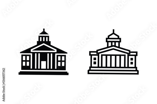 Government Building Icons Courthouse, Municipal, and Civic Structures