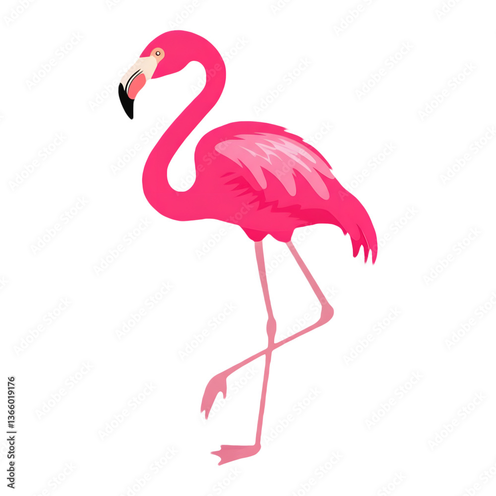Fototapeta premium Pink Flamingo Illustration Graphic - Transparent Background PNG