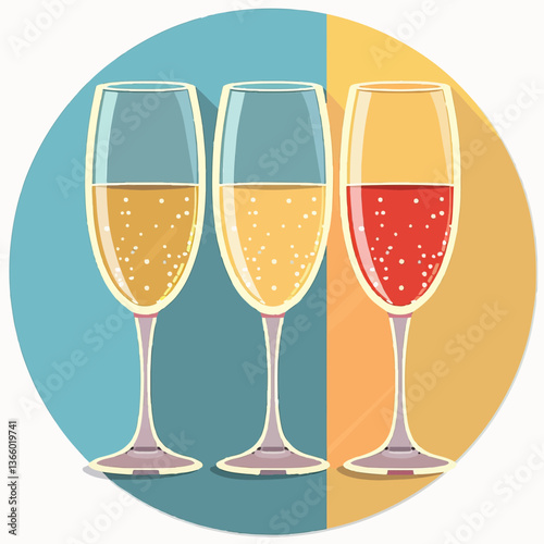 Sparkling Drinks in Colorful Glasses against a Stylized Background  