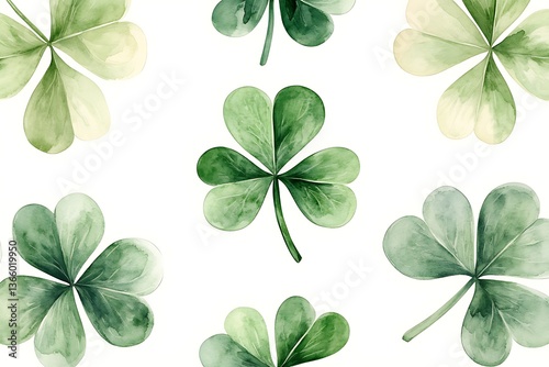 Watercolor Clover Pattern.