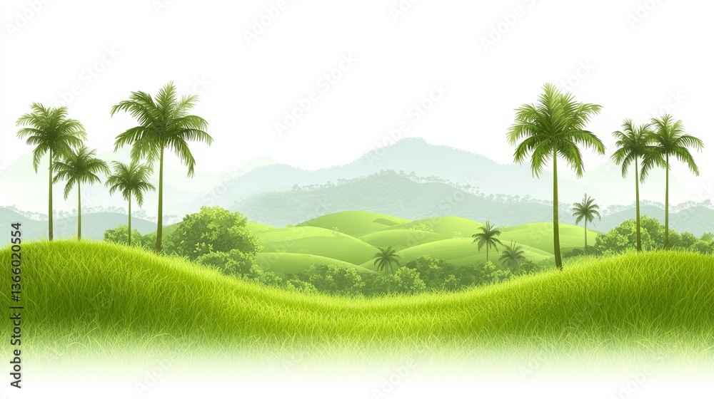 custom made wallpaper toronto digitalBreathtaking tropical landscape, majestic mountains and towering palm trees in paradise