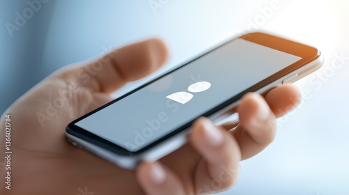 Wallpaper Mural Closeup of person holding apple phone, mobile technology and communication in the digital age Torontodigital.ca