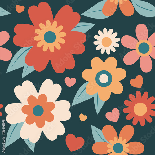Floral seamless pattern with spring flowers vector background texture in elegant pastel colors. Textile fabric print. Gift wrapping paper. Abstract design template element. Backdrop. Repeating tile.