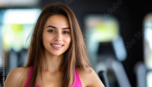 Free Download Woman smiling in gym active wear fitness - GFXLoad