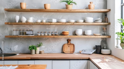 Wallpaper Mural Minimalist kitchen with clean lines and open shelving Torontodigital.ca