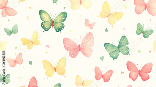 Whimsical Butterfly Pattern Background in Pastel Hues


