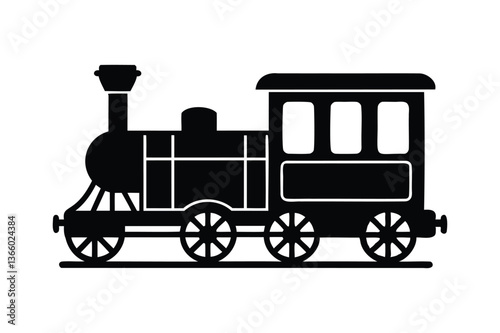 Old train Icon silhouette on white background