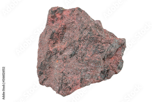 Konstfotografi Close-up of Cinnabar mineral, isolated on white background
