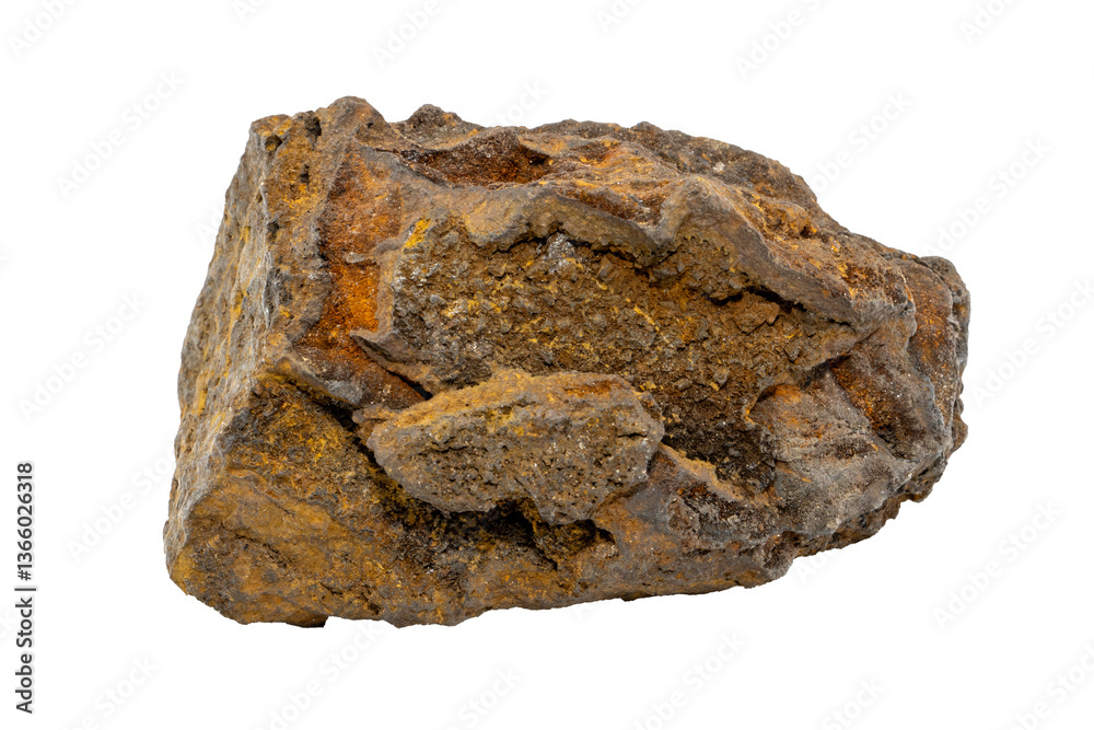 Close-up of mineral Limonite, isolated on white background Close-up of mineral Limonite, isolated on white background