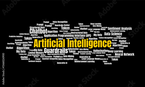 Artificial intelligence message bubble word cloud collage, concept background