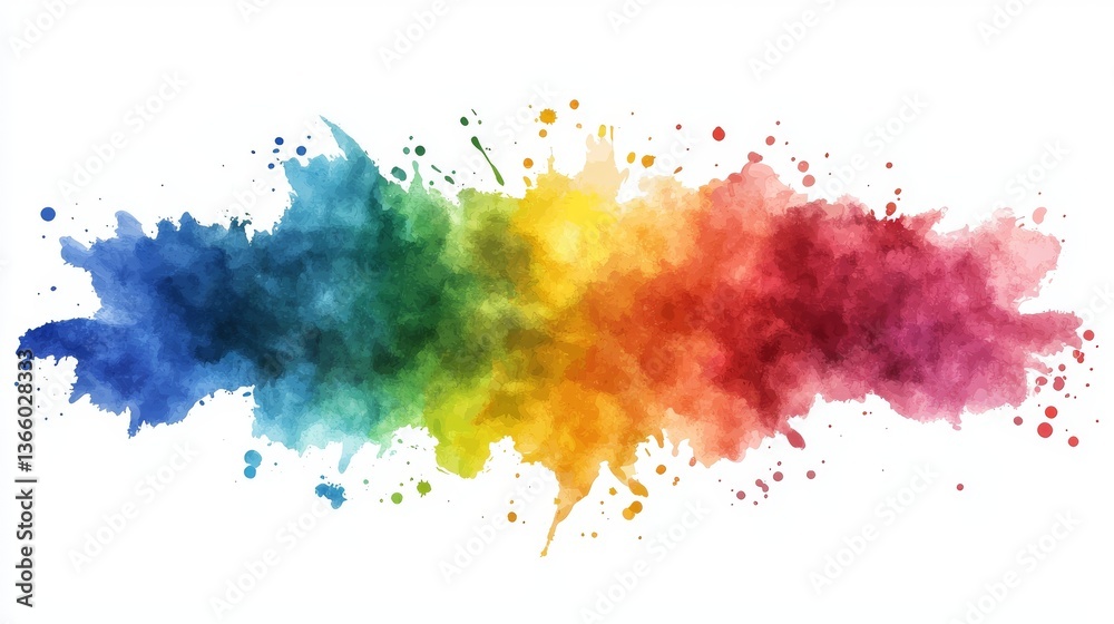 Fototapeta premium Colorful watercolor splash art on white canvas background, vibrant and abstract design