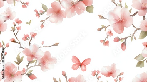 Elegant pink flower pattern on white, versatile design for modern and classic applications