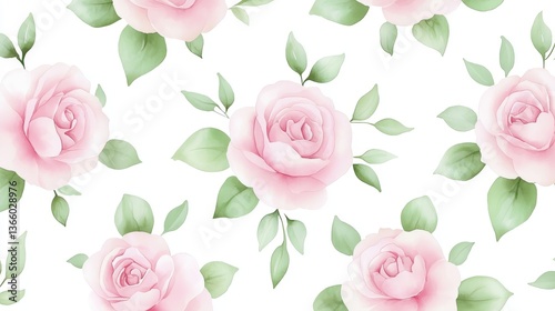 Elegant seamless rose pattern vector, romantic pink floral design for backgrounds and decoration