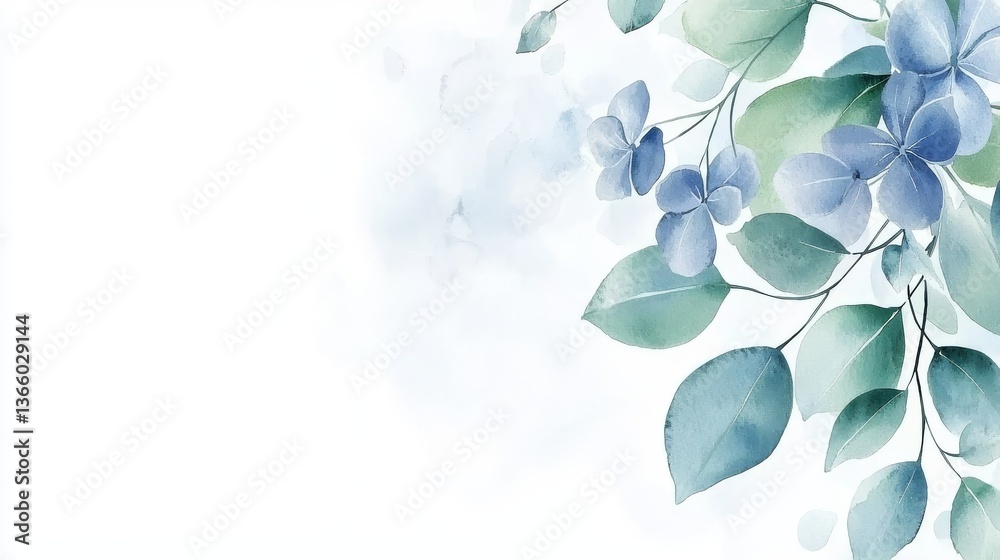 Obraz premium Watercolor leaves background, a serene natureinspired template for artistic creations