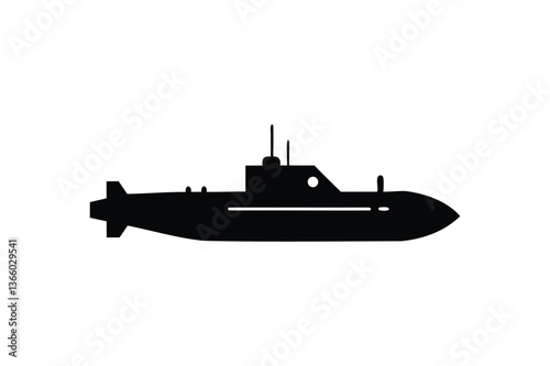 Submarine icon silhouette on white background