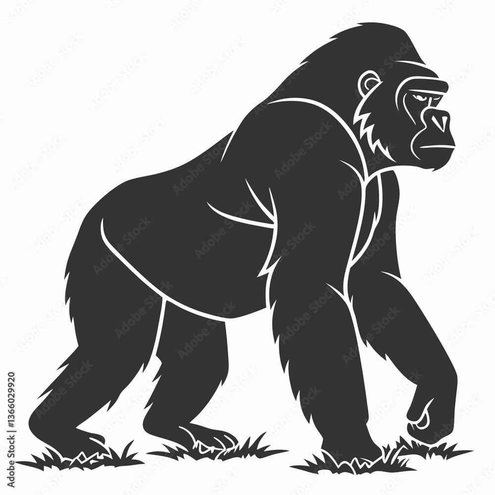 Obraz premium gorilla silhouette icon vector