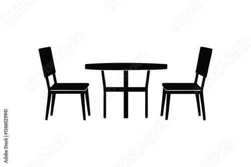 Table with chairs icon on white background