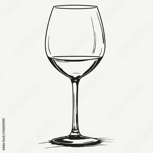 Hand-drawn Wine Glass - Simple Line Art Illustration