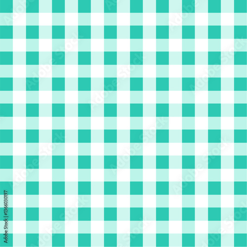 Seamless blue checkered Gingham fabric pattern texture. Modified stripes consisting of crossed horizontal and vertical lines.
