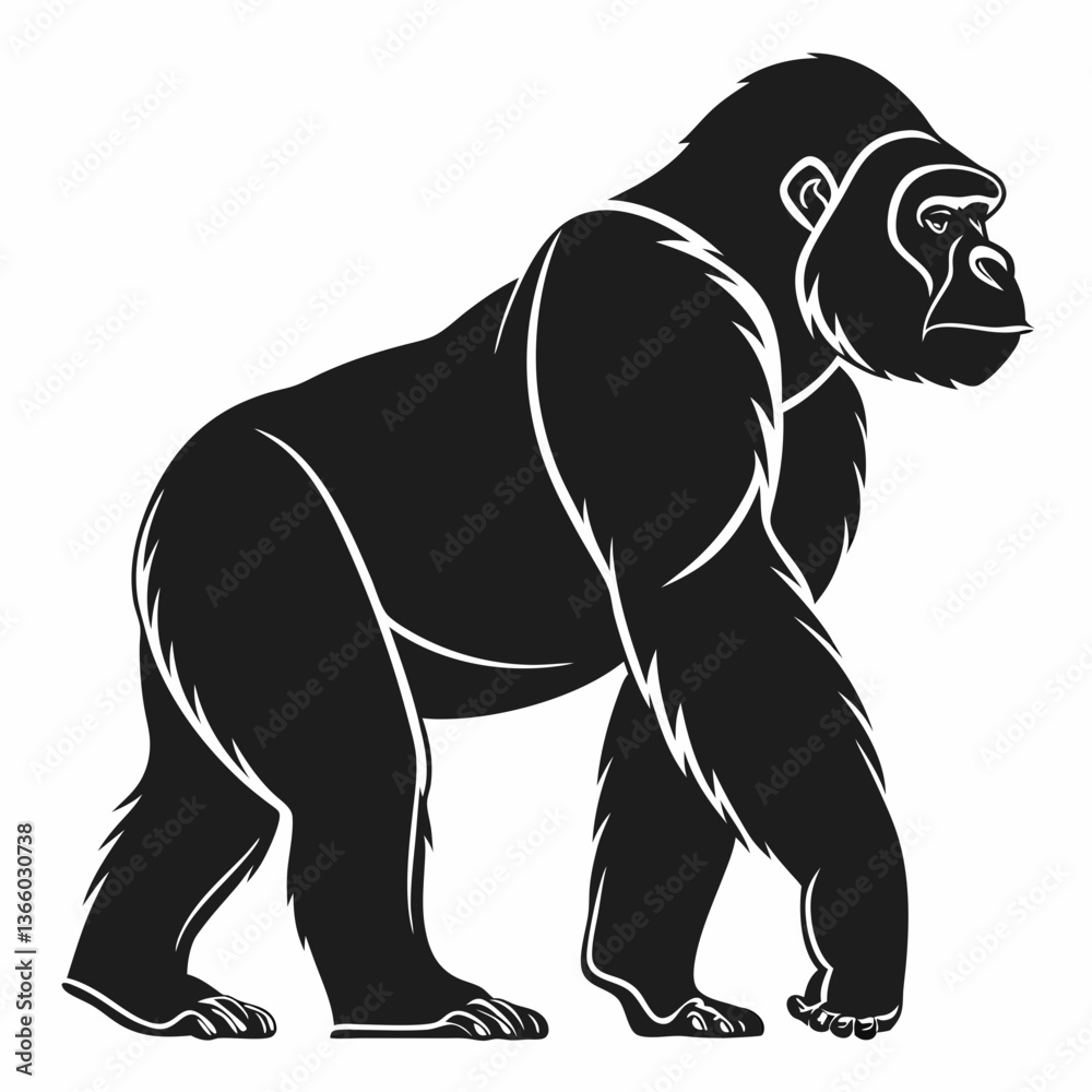 Obraz premium gorilla silhouette icon vector