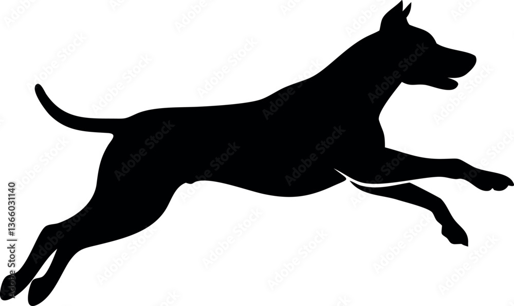 vector silhouette of a dog captured in a powerful jump vector silhouette of a dog captured in a powerful jump